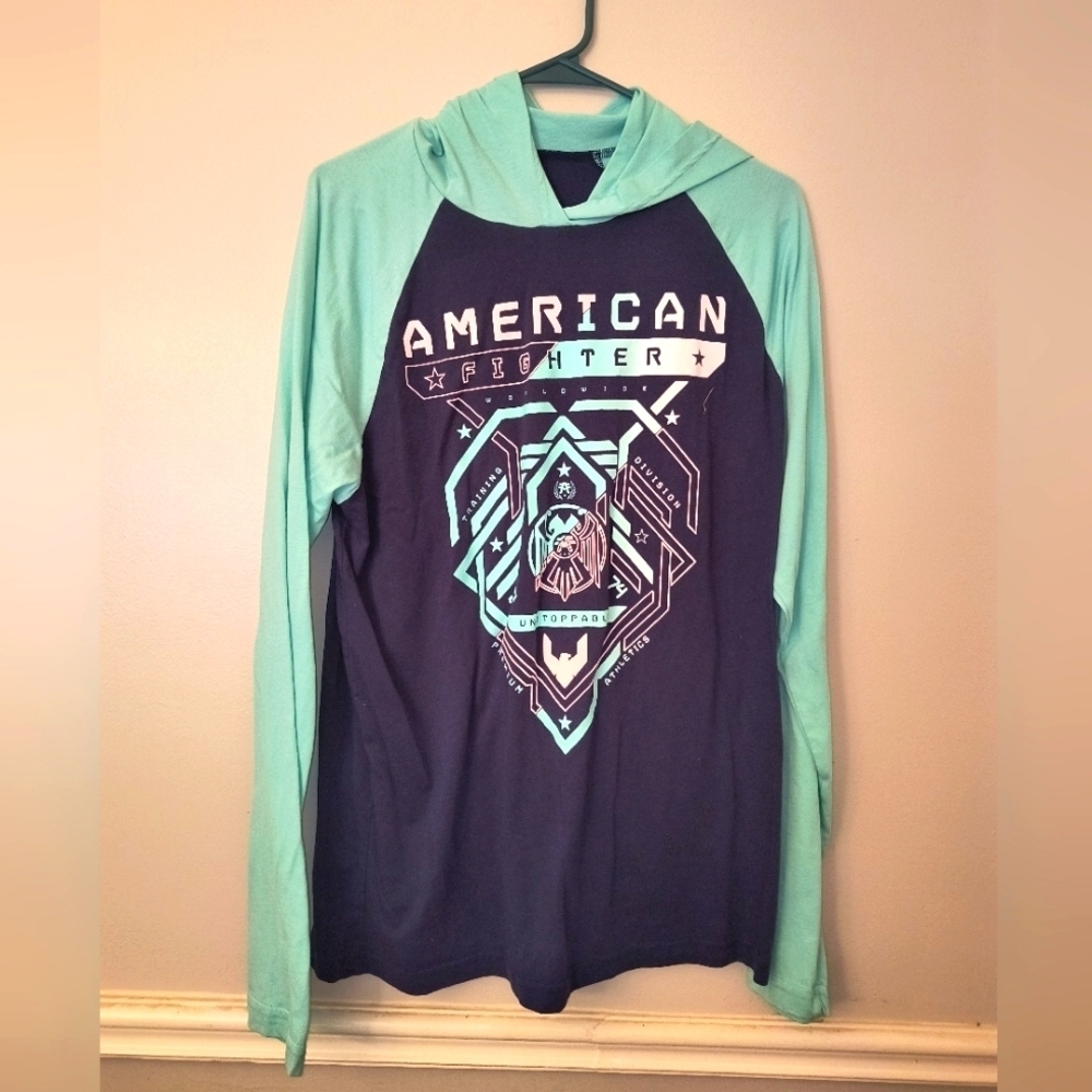 American Fighter Long Sleeve Hoodie Lightweight Extra Large Women's
